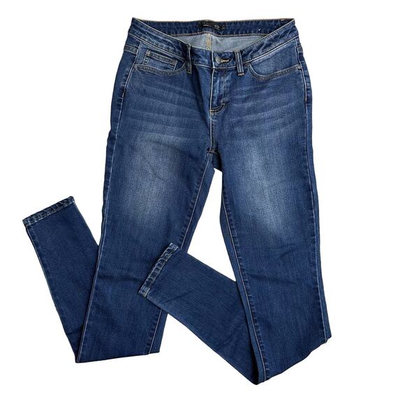 Prana Dark Wash Skinny Jeans Mid Rise WMNS 4/27 #W4LJTL316 Casual Travel Comfort - Picture 1 of 8